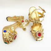 Ivy Luxury Studded Gold Platform Heels newgew